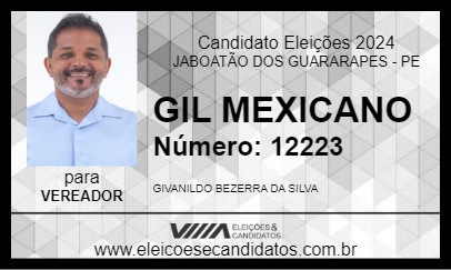 Candidato GIL MEXICANO 2024 - JABOATÃO DOS GUARARAPES - Eleições