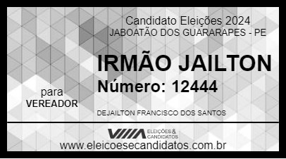 Candidato IRMÃO JAILTON 2024 - JABOATÃO DOS GUARARAPES - Eleições