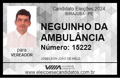 Candidato NEGUINHO DA AMBULÂNCIA 2024 - IBIRAJUBA - Eleições