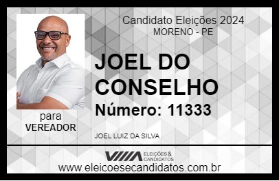 Candidato JOEL DO CONSELHO 2024 - MORENO - Eleições