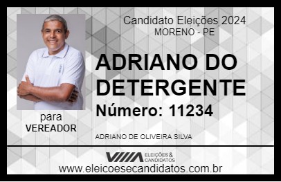 Candidato ADRIANO DO DETERGENTE 2024 - MORENO - Eleições