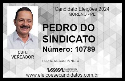 Candidato PEDRO DO SINDICATO 2024 - MORENO - Eleições