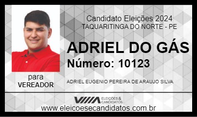 Candidato ADRIEL DO GÁS 2024 - TAQUARITINGA DO NORTE - Eleições