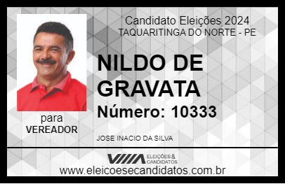 Candidato NILDO DE GRAVATA 2024 - TAQUARITINGA DO NORTE - Eleições