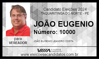 Candidato JOÃO EUGENIO 2024 - TAQUARITINGA DO NORTE - Eleições