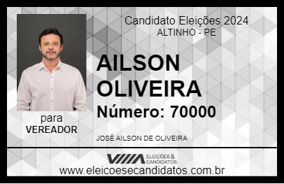 Candidato AILSON OLIVEIRA 2024 - ALTINHO - Eleições