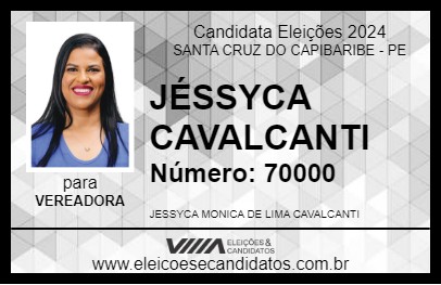 Candidato JÉSSYCA CAVALCANTI 2024 - SANTA CRUZ DO CAPIBARIBE - Eleições