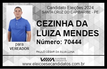 Candidato CEZINHA DA LUIZA MENDES  2024 - SANTA CRUZ DO CAPIBARIBE - Eleições