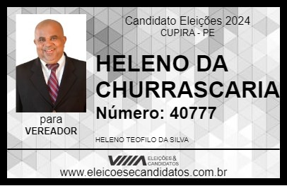 Candidato HELENO DA CHURRASCARIA 2024 - CUPIRA - Eleições