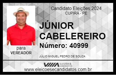 Candidato JÚNIOR CABELEREIRO 2024 - CUPIRA - Eleições