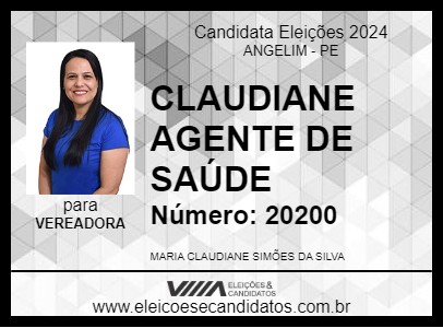 Candidato CLAUDIANE AGENTE DE SAÚDE 2024 - ANGELIM - Eleições