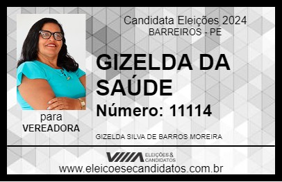 Candidato GIZELDA DA SAÚDE 2024 - BARREIROS - Eleições