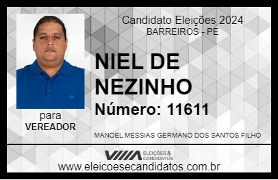 Candidato NIEL DE NEZINHO 2024 - BARREIROS - Eleições