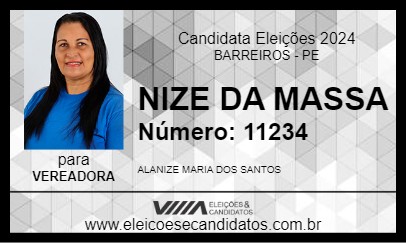 Candidato NIZE DA MASSA 2024 - BARREIROS - Eleições