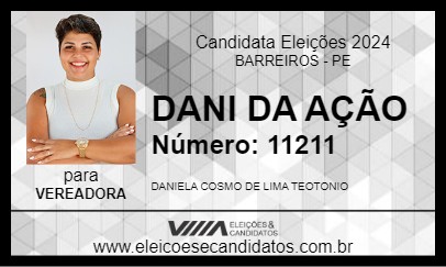 Candidato DANI DA AÇÃO 2024 - BARREIROS - Eleições