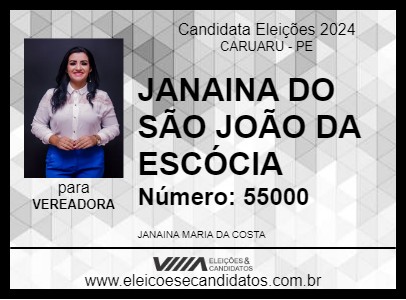 Candidato JANAINA DO SÃO JOÃO DA ESCÓCIA 2024 - CARUARU - Eleições