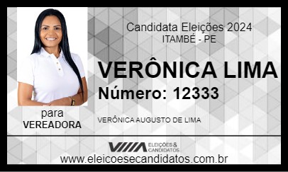 Candidato VERÔNICA LIMA 2024 - ITAMBÉ - Eleições