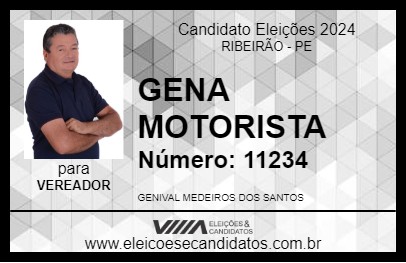 Candidato GENA MOTORISTA 2024 - RIBEIRÃO - Eleições