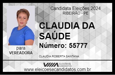 Candidato CLAUDIA DA SAÚDE 2024 - RIBEIRÃO - Eleições