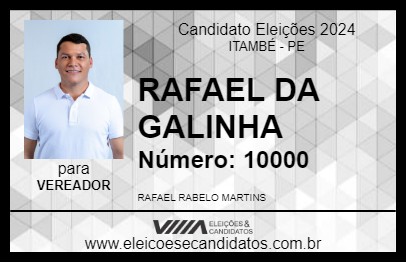 Candidato RAFAEL DA GALINHA 2024 - ITAMBÉ - Eleições