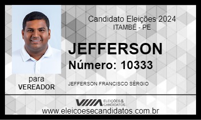 Candidato JEFFERSON 2024 - ITAMBÉ - Eleições