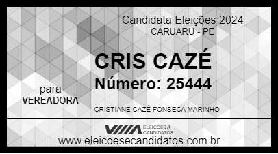 Candidato CRIS CAZÉ 2024 - CARUARU - Eleições