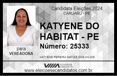 Candidato KATYENE DO HABITAT - PE 2024 - CARUARU - Eleições