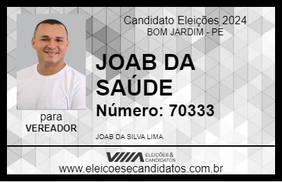 Candidato JOAB DA SAÚDE 2024 - BOM JARDIM - Eleições