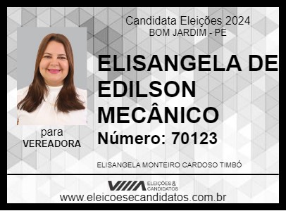 Candidato ELISANGELA DE EDILSON MECÂNICO 2024 - BOM JARDIM - Eleições