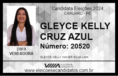 Candidato GLEYCE KELLY CRUZ AZUL 2024 - CARUARU - Eleições