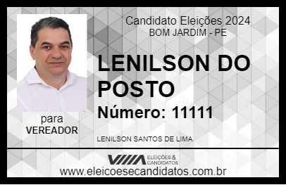 Candidato LENILSON DO POSTO 2024 - BOM JARDIM - Eleições