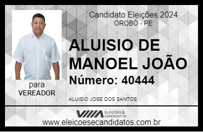 Candidato ALUISIO DE MANOEL JOÃO 2024 - OROBÓ - Eleições