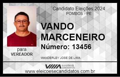 Candidato WANDO MARCENEIRO 2024 - POMBOS - Eleições