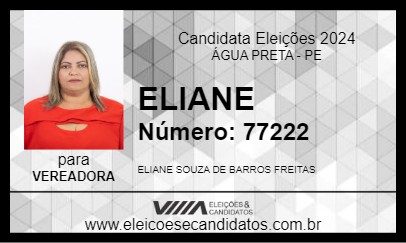 Candidato ELIANE  2024 - ÁGUA PRETA - Eleições