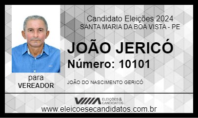 Candidato JOÃO JERICÓ 2024 - SANTA MARIA DA BOA VISTA - Eleições