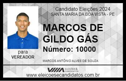 Candidato MARCOS DE GILDO GÁS 2024 - SANTA MARIA DA BOA VISTA - Eleições