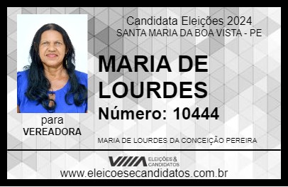 Candidato MARIA DE LOURDES 2024 - SANTA MARIA DA BOA VISTA - Eleições