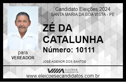 Candidato ZÉ DA CATALUNHA 2024 - SANTA MARIA DA BOA VISTA - Eleições