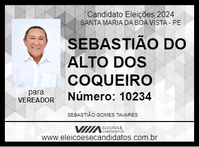 Candidato SEBASTIÃO DO ALTO DOS COQUEIRO 2024 - SANTA MARIA DA BOA VISTA - Eleições