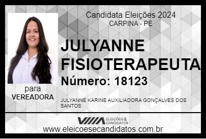 Candidato JULYANNE FISIOTERAPEUTA 2024 - CARPINA - Eleições