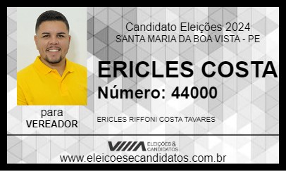 Candidato ERICLES COSTA 2024 - SANTA MARIA DA BOA VISTA - Eleições