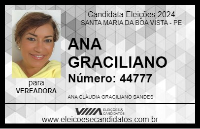 Candidato ANA GRACILIANO 2024 - SANTA MARIA DA BOA VISTA - Eleições