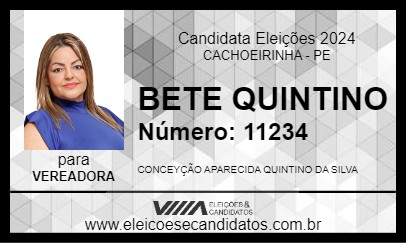 Candidato BETE QUINTINO 2024 - CACHOEIRINHA - Eleições