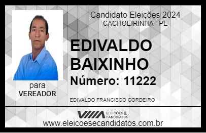 Candidato EDIVALDO BAIXINHO 2024 - CACHOEIRINHA - Eleições