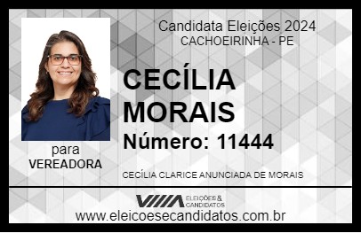 Candidato CECÍLIA MORAIS 2024 - CACHOEIRINHA - Eleições