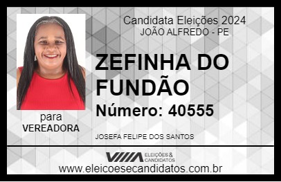 Candidato ZEFINHA DO FUNDÃO 2024 - JOÃO ALFREDO - Eleições