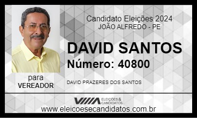 Candidato DAVID SANTOS 2024 - JOÃO ALFREDO - Eleições