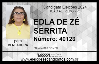 Candidato EDLA DE ZÉ SERRITA 2024 - JOÃO ALFREDO - Eleições