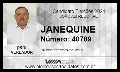 Candidato JANEQUINE 2024 - JOÃO ALFREDO - Eleições