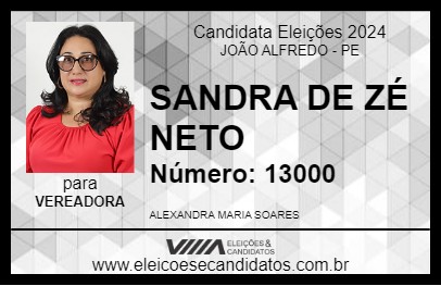 Candidato SANDRA DE ZÉ NETO 2024 - JOÃO ALFREDO - Eleições